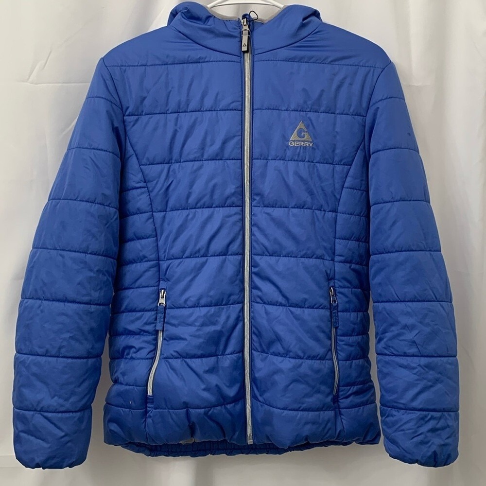 Gerry Kids Blue Puffer Jacket Hooded Full Zip Quilted Coat XL 16